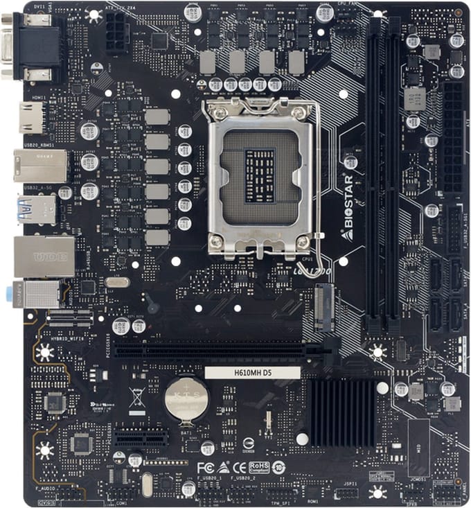 Biostar H610MH D5 - Moederbord - DDR5 - PCIe 4.0 - HDMI 4K