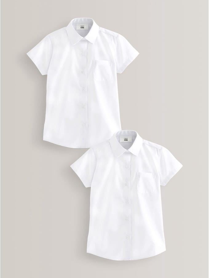 Next - Meisjes - Schoolshirts met korte mouwen, set van 2, normale pasvorm - Wit