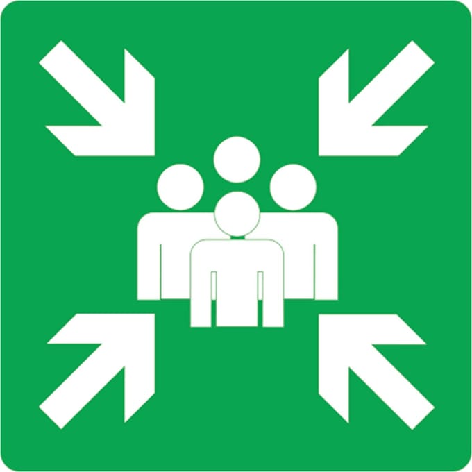 Verzamelplaats sticker 200x200 mm - vinyl - ISO 7010 E007