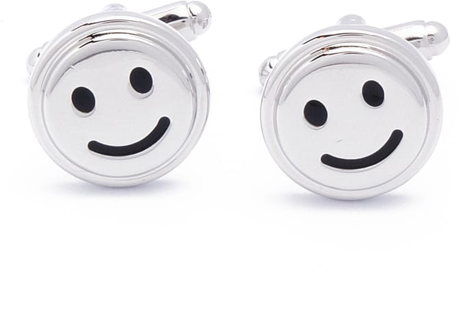 Manchetknopen - Smiley Zilver Rond