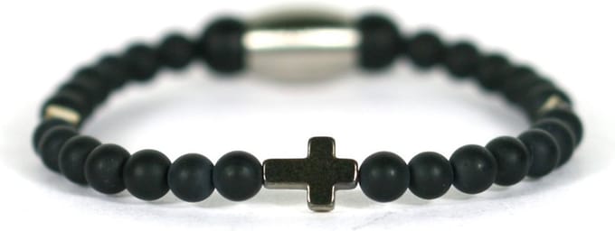 IbizaMen KIDS - pyrite kruis matte onyx 4mm - 16cm