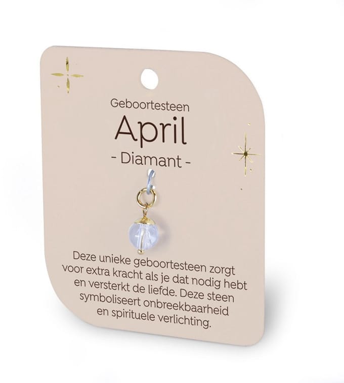 Gouden Charm - Geboortesteen - April