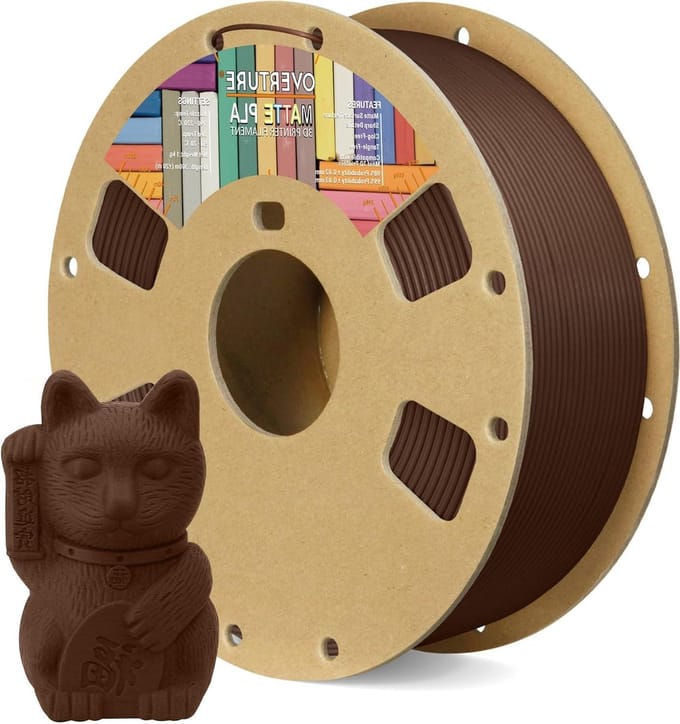 Matte 1.75mm 3D Printer Filament 1kg Cardboard Spool - Dimensional Accuracy +/- 0.02mm - Matte Chocolate