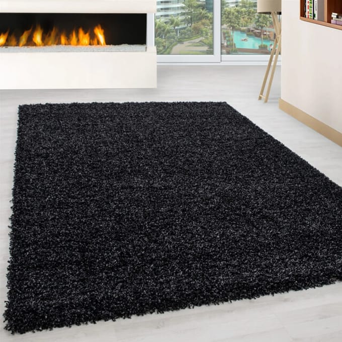 Muratap Basic shaggy vloerkleed antraciet hoogpolig- 300x400 cm