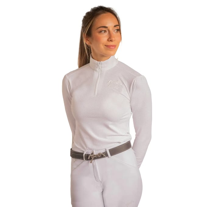 Dames wedstrijdpolo met lange mouwen Pénélope Bruges Mesh