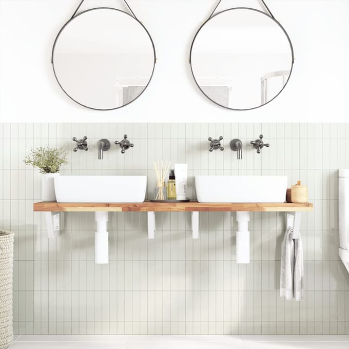 vidaXL - Badkamer - wandschap - staal - en - massief - acaciahout