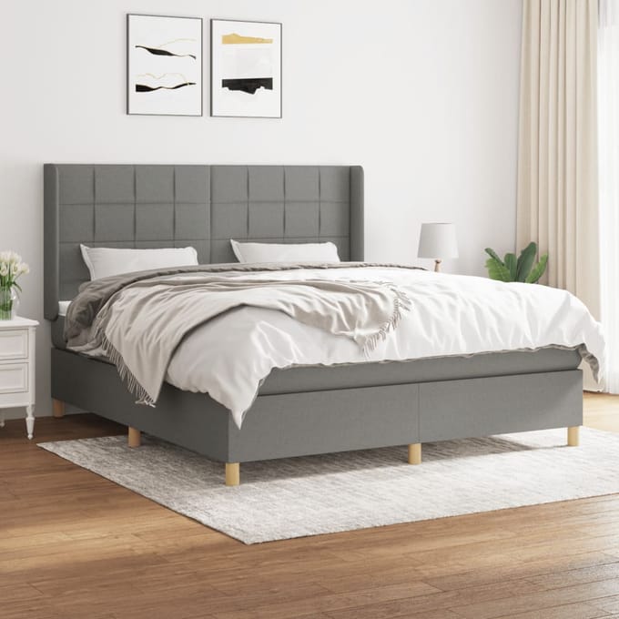 vidaXL - Boxspring - met - matras - stof - donkergrijs - 160x200 - cm