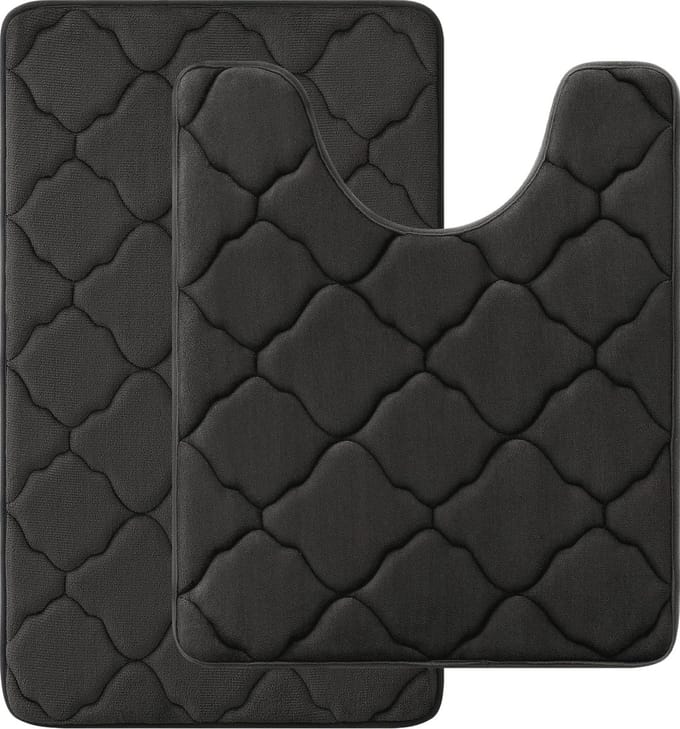 Badkamermatten van Traagschuim, Antislip en Absorberend, 2-delig, Zwart