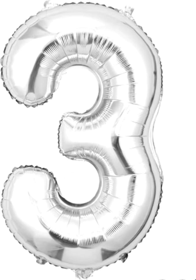 New Age Devi - Folie Ballon 3 - zilver - 40cm