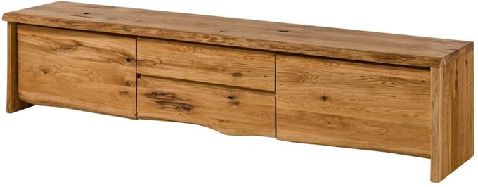 MASSIVMOEBEL24.DE wilde eik TV-meubel blank massief hout 220x45x50 cm (BxTxH) geolied gemonteerd PURE OAK volledig massief #704