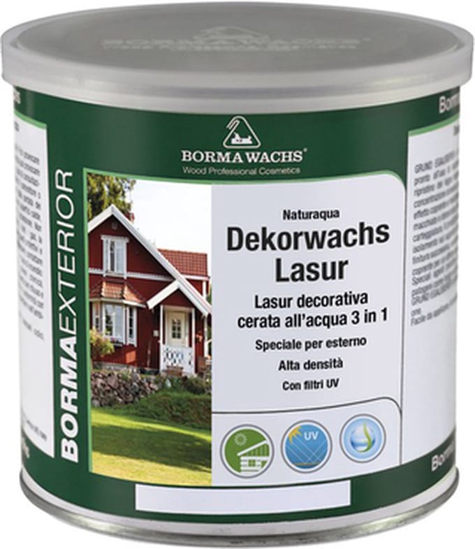 Borma Wachs dekkende Lazuur / buitenbeits Wit (kleur 50) op waterbasis 750ml
