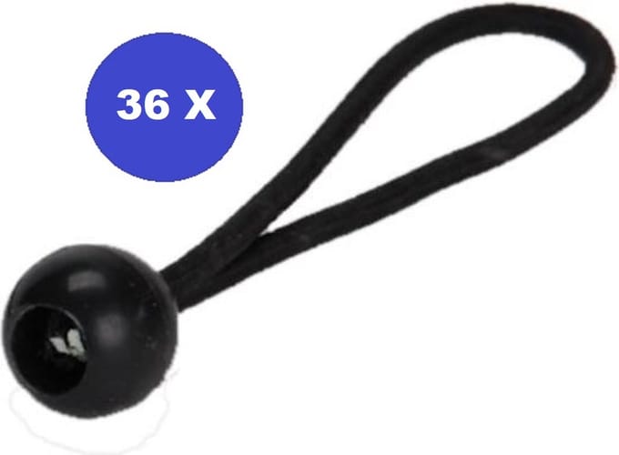 36 x Spanelastieken Bungee Ball 6 mm lengte 18 cm zwart