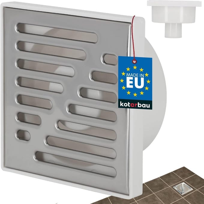 Vierkante Doucheput RVS Rooster 150x150mm met Bodemplaat