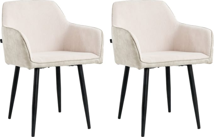Lina® Tony Eetkamerstoel - Beige - Set van 2 - Ribstof