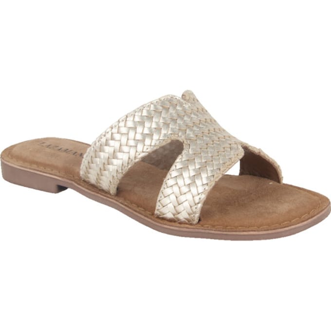 Lazamani Puck Woven Slippers - Dames - Goud - Maat:40