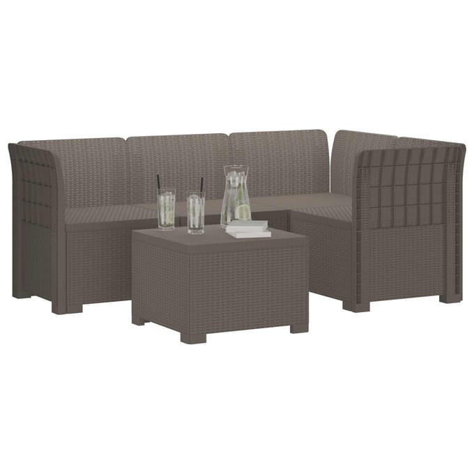 vidaXL - 4-Zitter - Tuin - Sofa - Rattan - Look - PP - Lichtgrijs