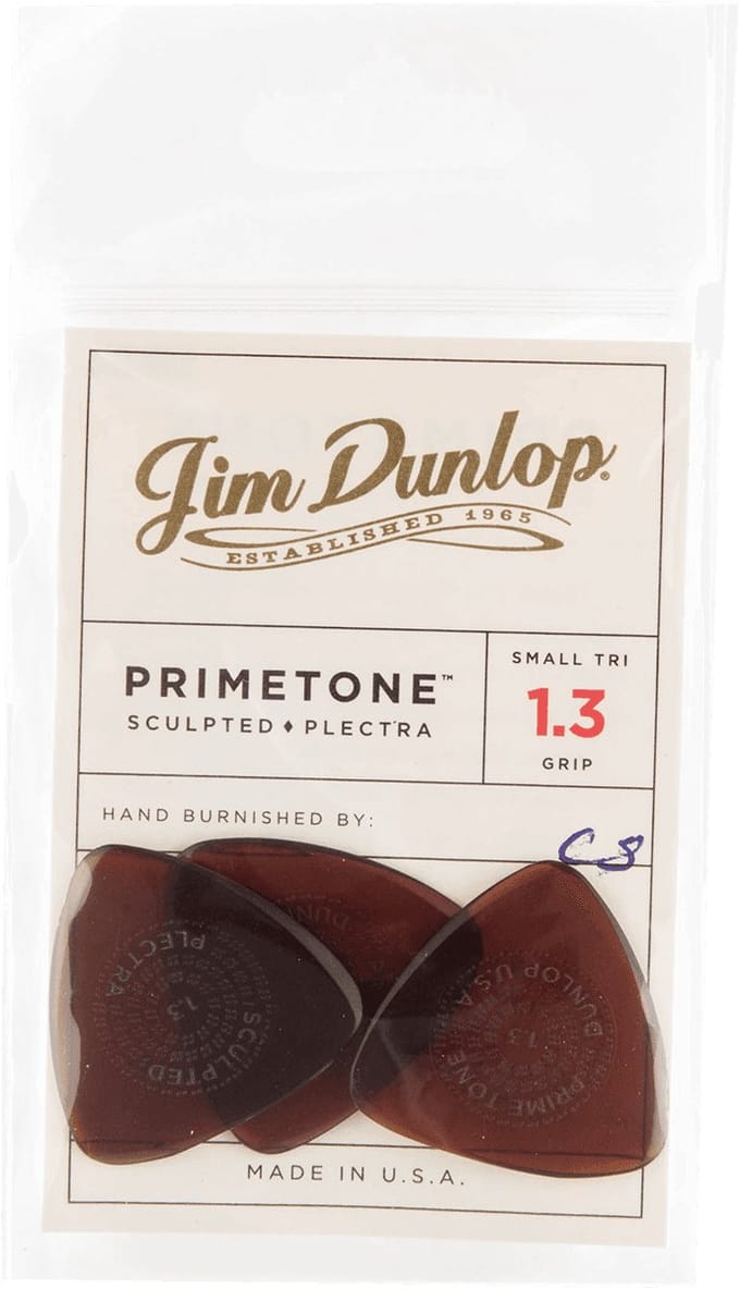 Jim Dunlop Primetone - Plectrums - Small Triangle Grip - Ultex 1,30 mm - Player's Pack 3 Stuks