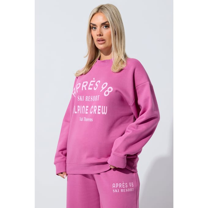 Limited Collection Pink 'Après 98' Slogan Sweatshirt Size 44
