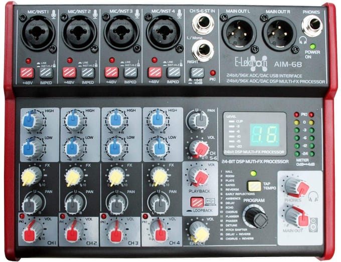 E-Lektron AIM-68 6 kanaals mengpaneel met USB interface