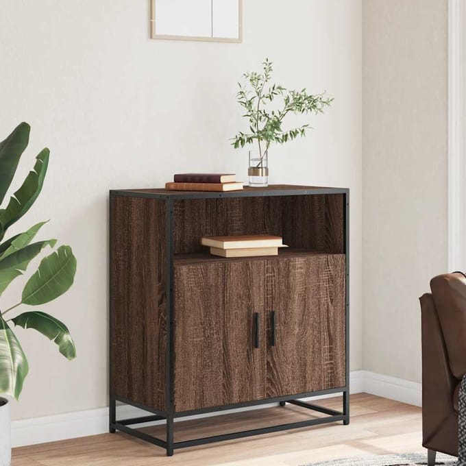 vidaXL - Dressoir - 68x35x76 - cm - bewerkt - hout - bruin - eikenkleur