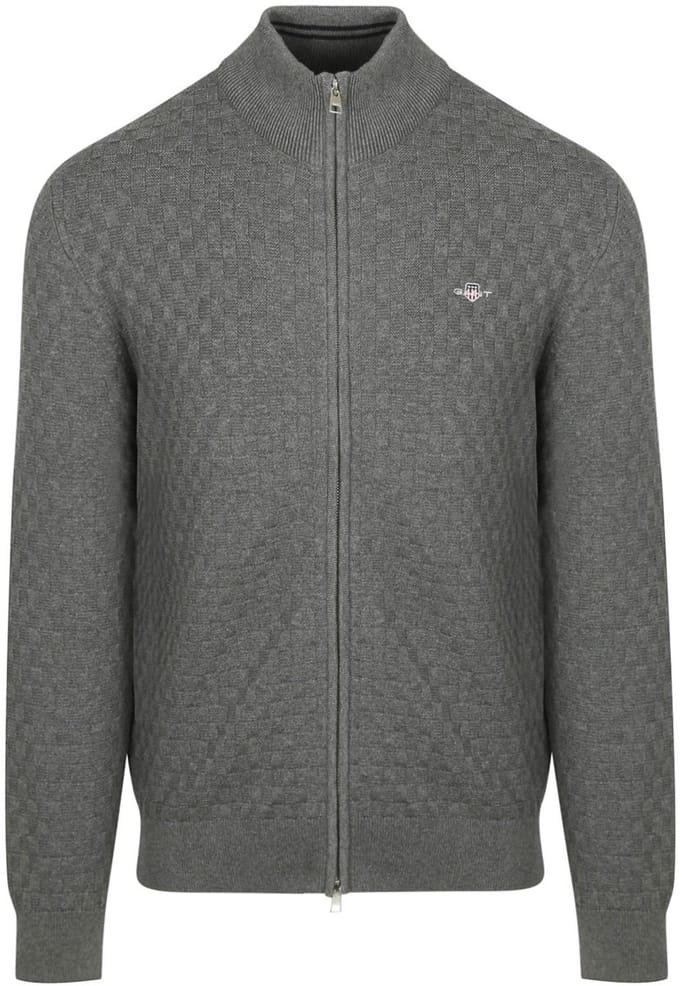 Gant Vest Texture Grijs - Maat XL - Heren