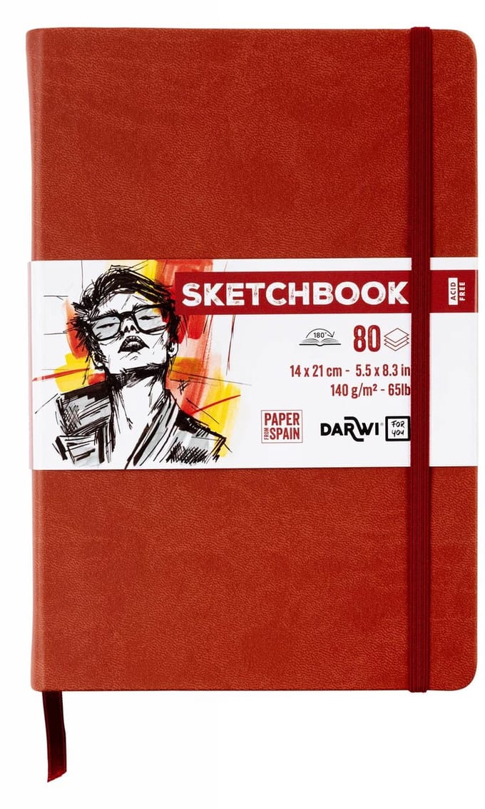 Darwi DFY - Schetsboek - A5 - 14 x 21 cm - 140 g - Terracotta - 80 vellen