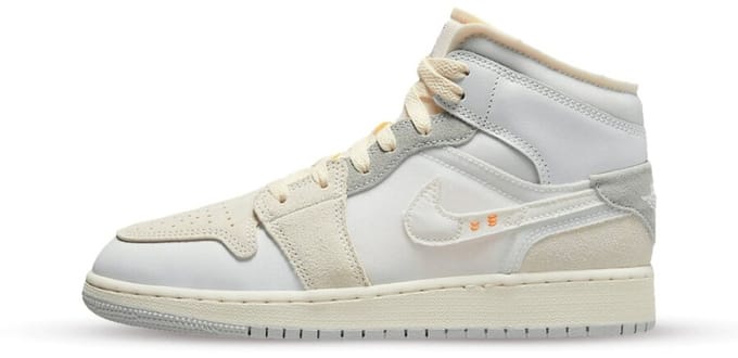 Air Jordan 1 Mid SE Craft Inside Out White Grey (GS) - Maat 36
