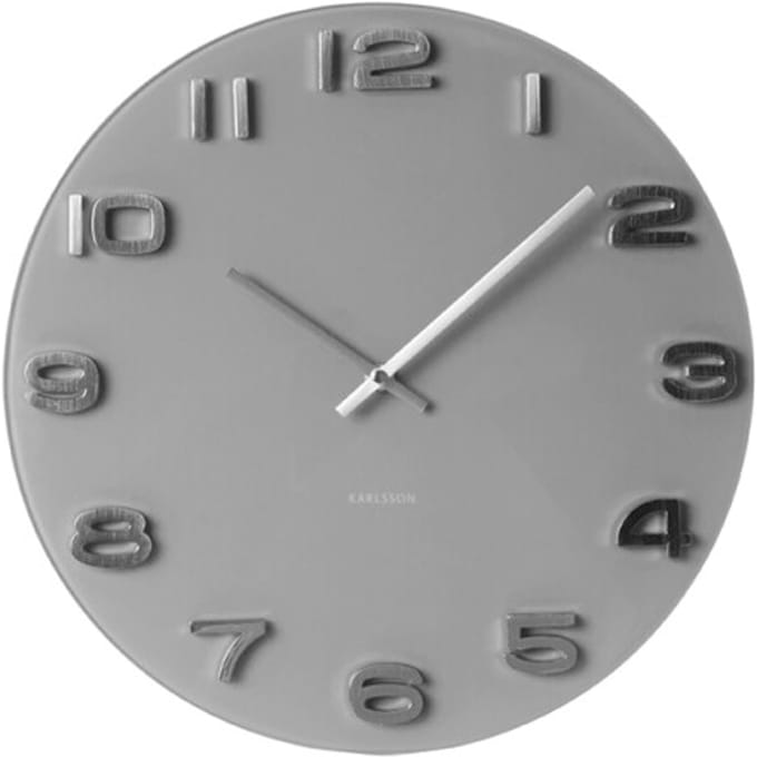 Karlsson Wandklok Vintage - Grijs rond glas - Ø35cm - Scandinavisch