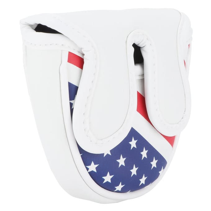 Housse de tête de maillet de golf en PU imperméable Housse de putter central Protecteur avec fermeture magnétique Large semicircular lugs white