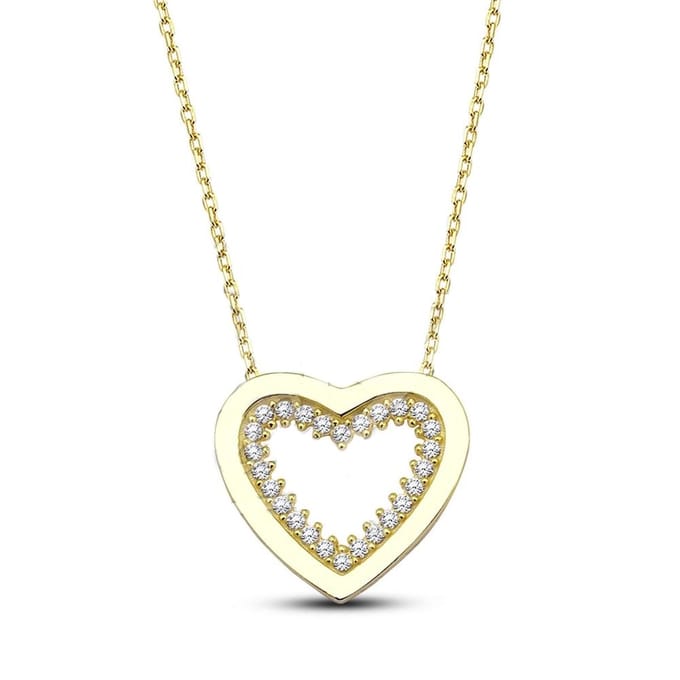 18K Goud Hart Ketting - 30cm +5cm