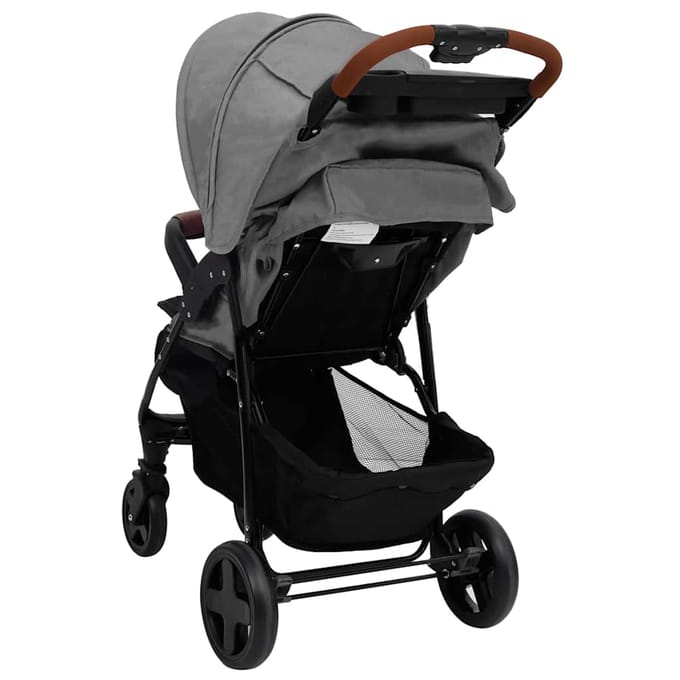 vidaXL - Kinderwagen - 2-in-1 - staal - lichtgrijs