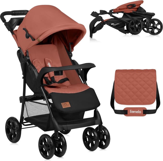 Lichte, Inklapbare Buggy met Grote Wielen en Verstelbare Rugleuning (Tot 15 kg)
