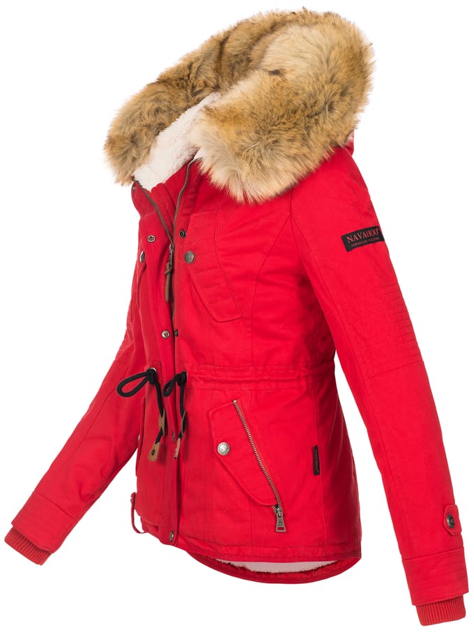 Navahoo Dames Winterjas Pearl – Korte Parka met Teddyfleece & Afneembare Bontkraag