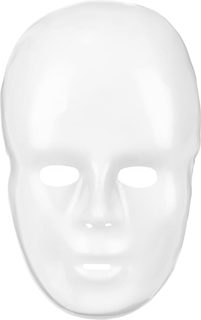 Vegaoo - Plastic wit masker voor volwassenen
