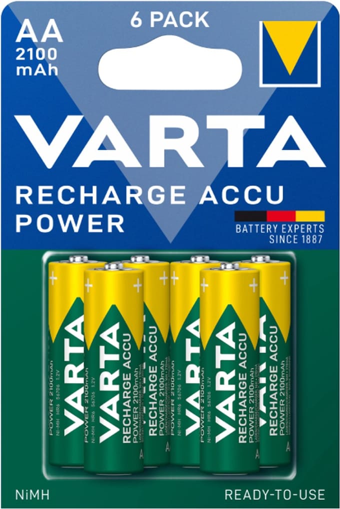 VARTA Pack de 6 batterijen oplaadbaar Accus AA 2100 mAh 1,2V Ni-Mh