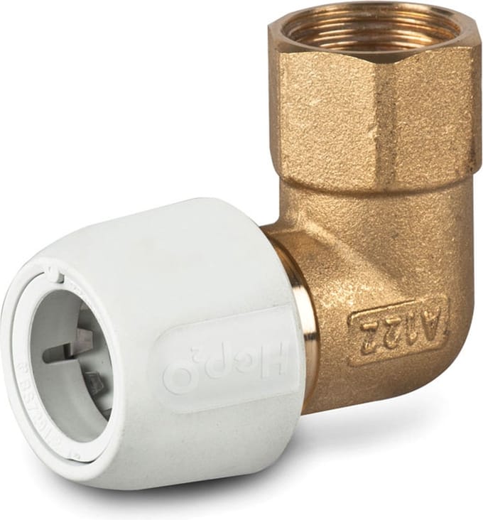 Wavin Hep2O Fitting met 2 aansluitingen 2-delig, Knie 22mm x 3/4 binnendraad