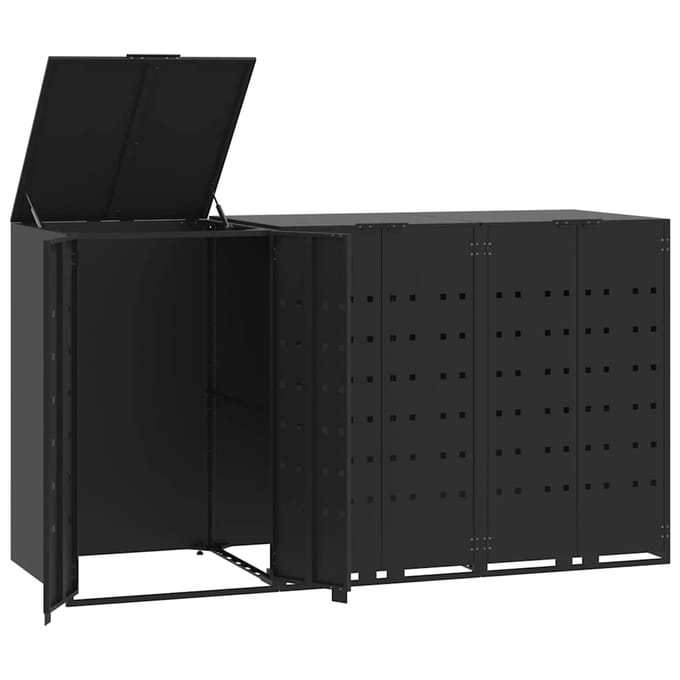 vidaXL - Containerberging - voor - 3 - containers - 207x79x117 - cm - staal - zwart