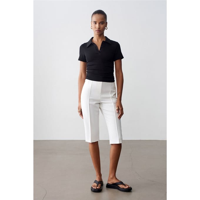 Hoge taille Rechte Capri Shorts Met Splits