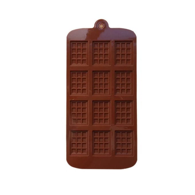 Chocoladevorm Rechthoek Anti-aanbak Siliconen Wafelreepvorm voor Cake DIY Bakgereedschap brown