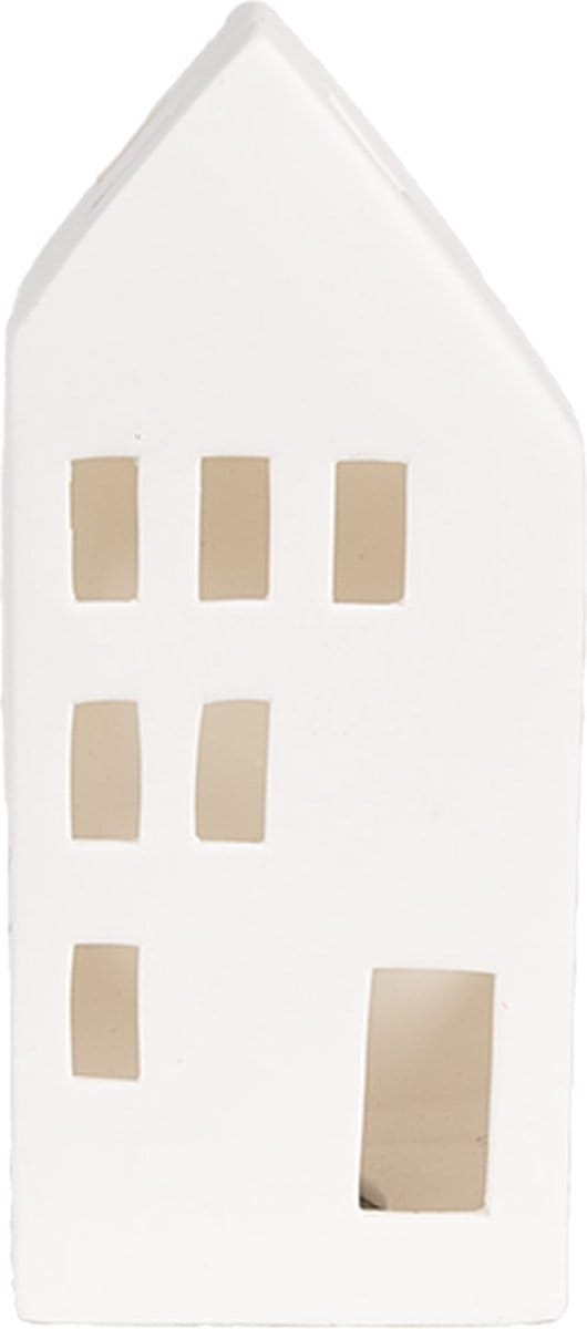 Clayre & Eef Decoratie Huis met LED 7x6x15 cm Wit Porselein