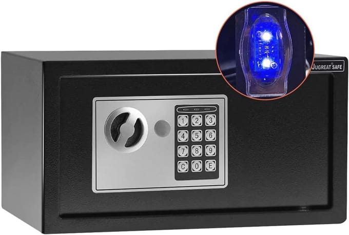 Veilige Digitale Kluis met Sensorlicht en Verankering voor Muur of Kast