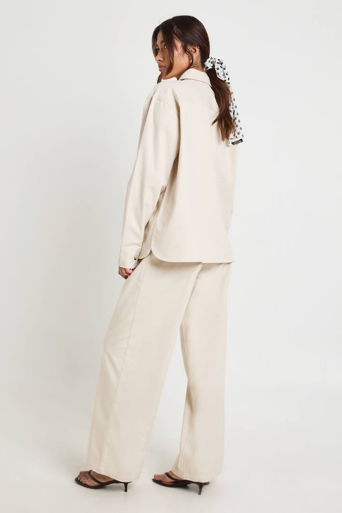 boohoo Dames Chambray Wijde Slouchy Broek | Ecru | Maat: 36