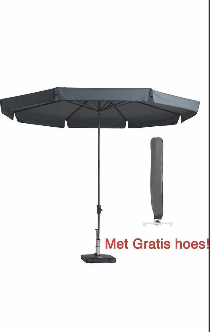 Parasol rond 350 cm Grijs met Gratis hoes!