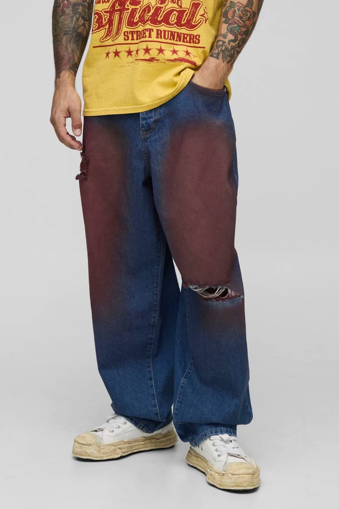Ballon Fit Gescheurde Knie Rood Getinte Jeans | Red | Size 28R