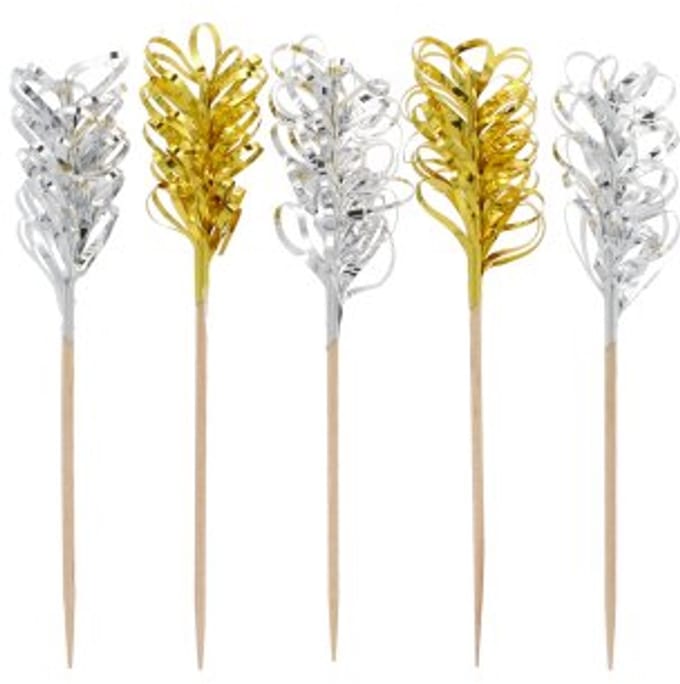 20x 30 Decoprikkers 105 cm Frills goud/zilver