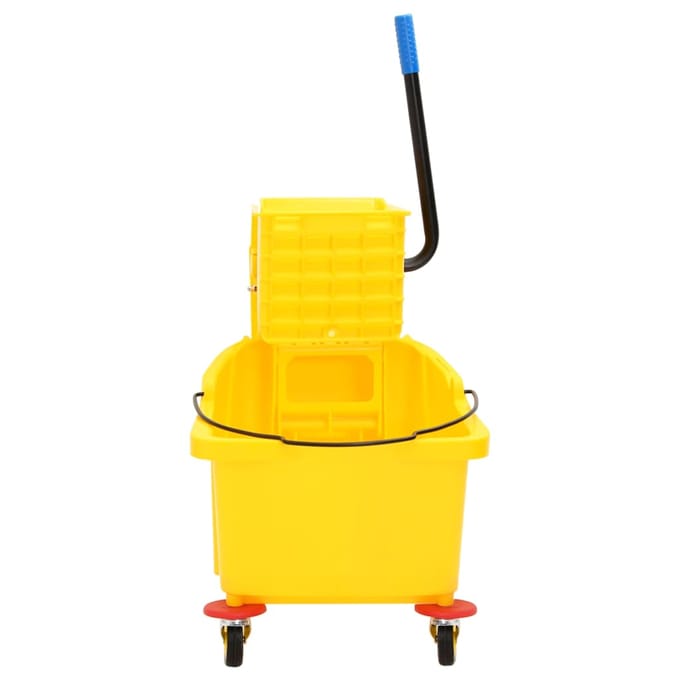 vidaXL - Dweilemmer - met - wringer - en - wielen - 36 - L - polypropeen - geel