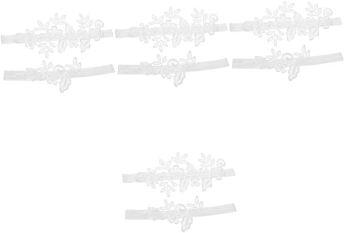 Kousenband Sets - Been Ringen - Bruiloft Accessoire - Kant en Strass - 4 Sets - Wit