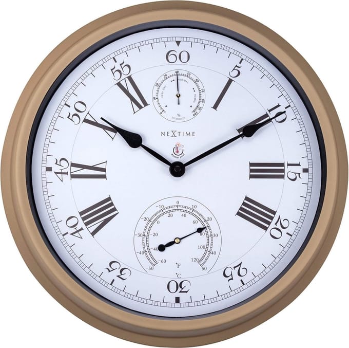 NeXtime Hyacinth – Wandklok – 40.5 cm – Metaal – Bruin – Weerbestendig