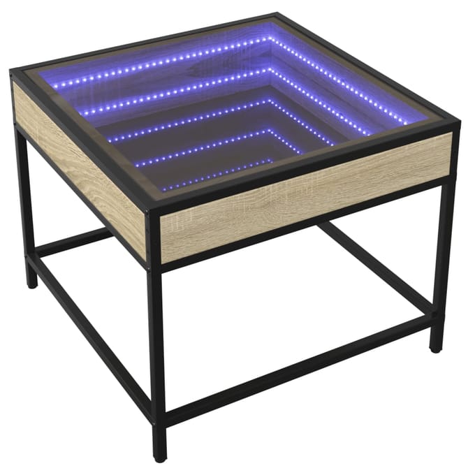 vidaXL - Salontafel - met - Infinity - LED - 50x50x41 - cm - grijs - sonoma - eikenkleur