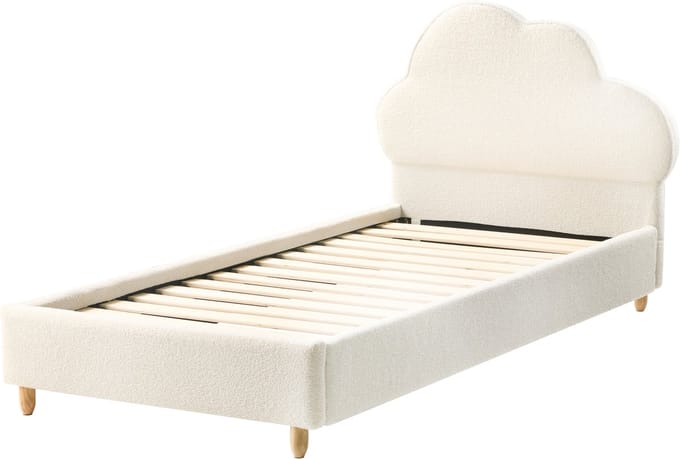 BELLEVUE - Eenpersoonsbed - Gebroken wit - 90 x 200 cm - Bouclé